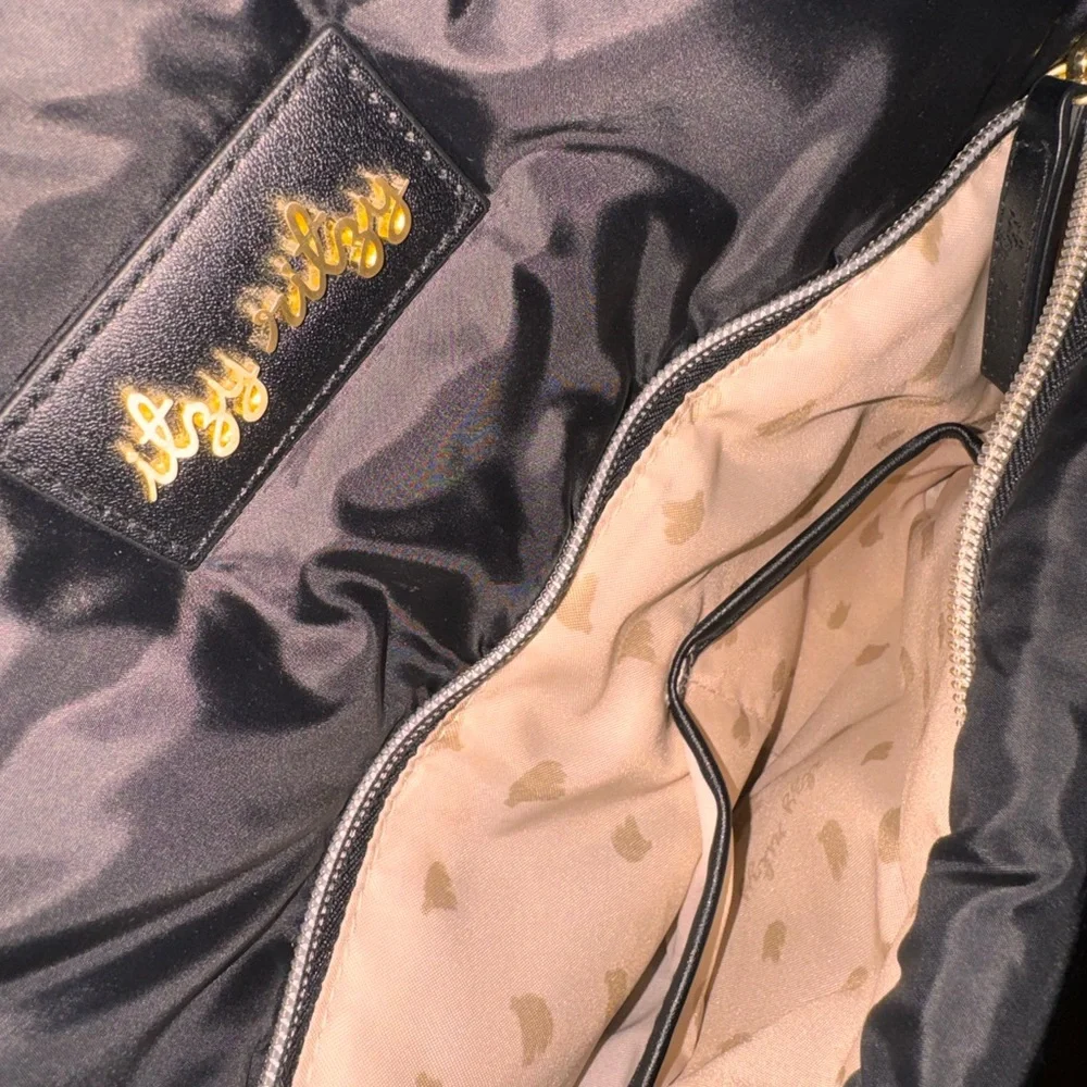 Itzy Ritzy Black Quilted Bag with Gold Accents